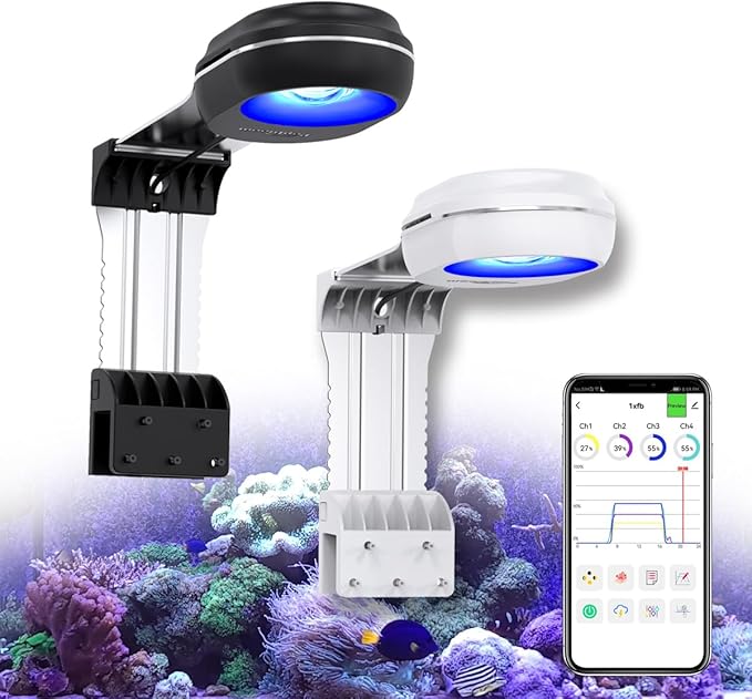 PopBloom RL60 WiFi Reef LED Light, 60W Full Spectrum Marine Reef LED Aquarium Lighting for Soft/LPS Corals & Saltwater Fish Tanks, Built-in Timer, WiFi Phone Programmable, Sunrise Sunset (RL60 WiFi)