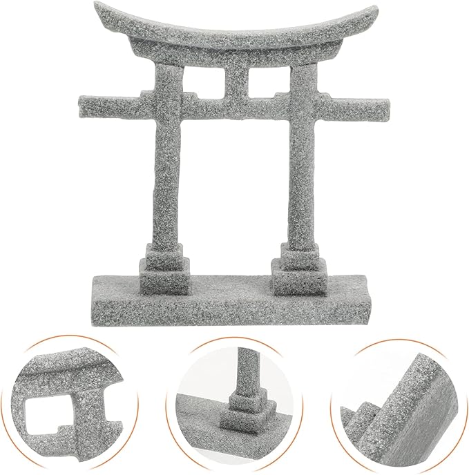 GANAZONO Aquarium Shinto Shrine Fish Tank Torii Gate Micro Landscape Decoration Japanese Shinto for Potted Bonsai Sand Table Flowerpot