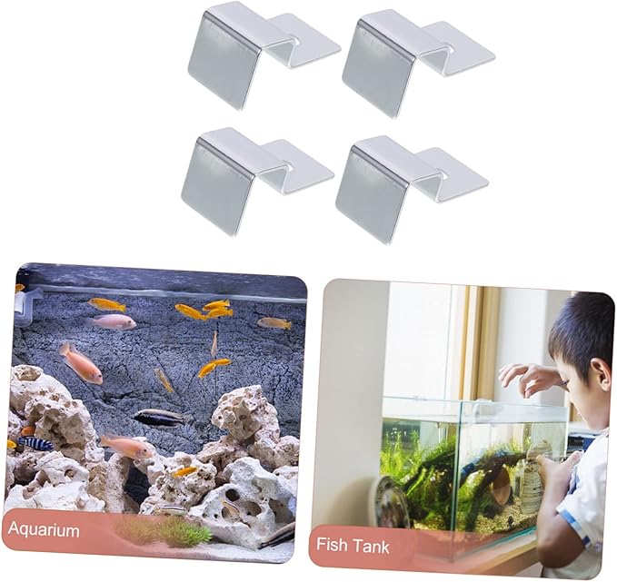 Kisangel 12pcs Stainless Steel Fish Tank Lid Clips Aquarium Cover Holders Easy Install Bracket Supports for Thick Glass Fish Tank Accessories