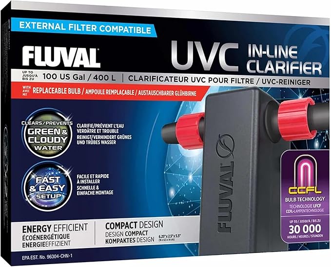 Fluval in Line UVC Clarifier for Aquarium Filters