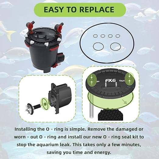 O-Ring Seal Kit Compatible with FX5 and FX6 Canister Aquarium Filter for Fluval A20212 ×4,A20207 ×2, A20210 ×1 Lid and Motor Seals Replacement Parts