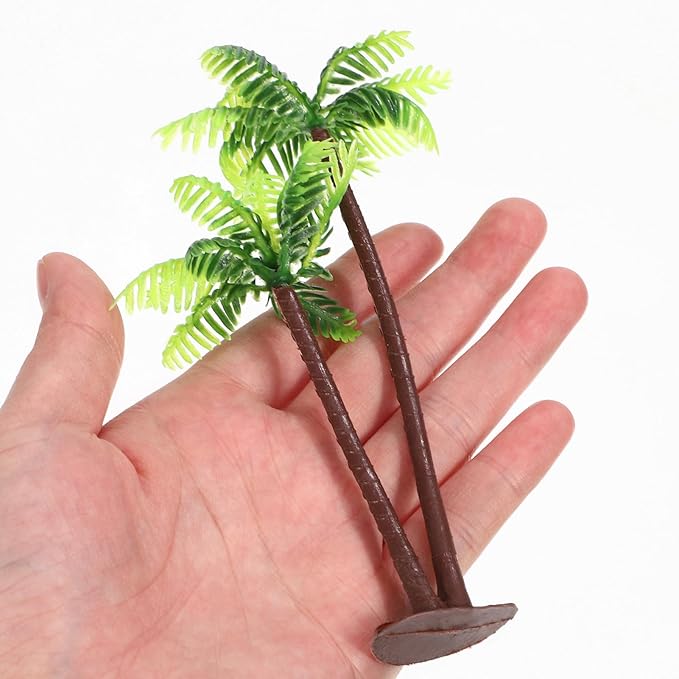 NUOBESTY Fake Palm Tree Small Coconut Tree Cake Topper Decoration DIY Plant Pots Bonsai Sand Table Aquarium Miniature Landscape Figurines 12pcs