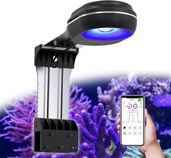 PopBloom RL80 WiFi Reef LED Light, 80W Full Spectrum Marine Reef LED Aquarium Lighting for Soft/LPS Corals & Saltwater Fish Tanks, Built-in Timer, WiFi Phone Programmable, Sunrise Sunset (RL80 WiFi)