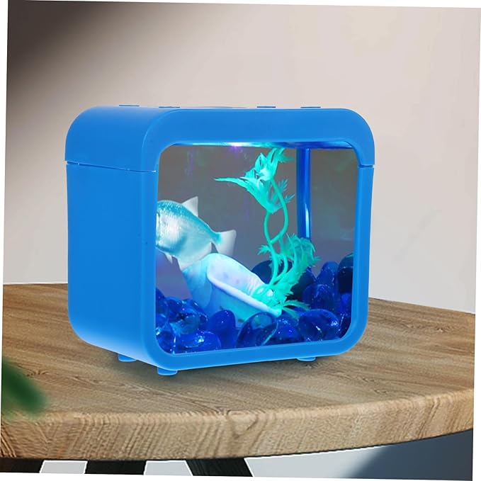 DOITOOL Mini Betta Fish Tank with Fish Light Lamp Aquarium Decor Breeding Isolation Box
