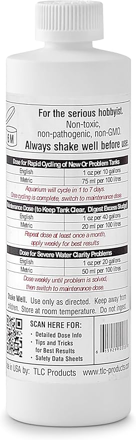 TLC Products StartSmart Complete Freshwater Aquarium Cycle Starter & Beneficial Nitrifiers, Supports Clear Water & Biofiltration, Reduces Excess Sludge, 12 oz (355 ml)