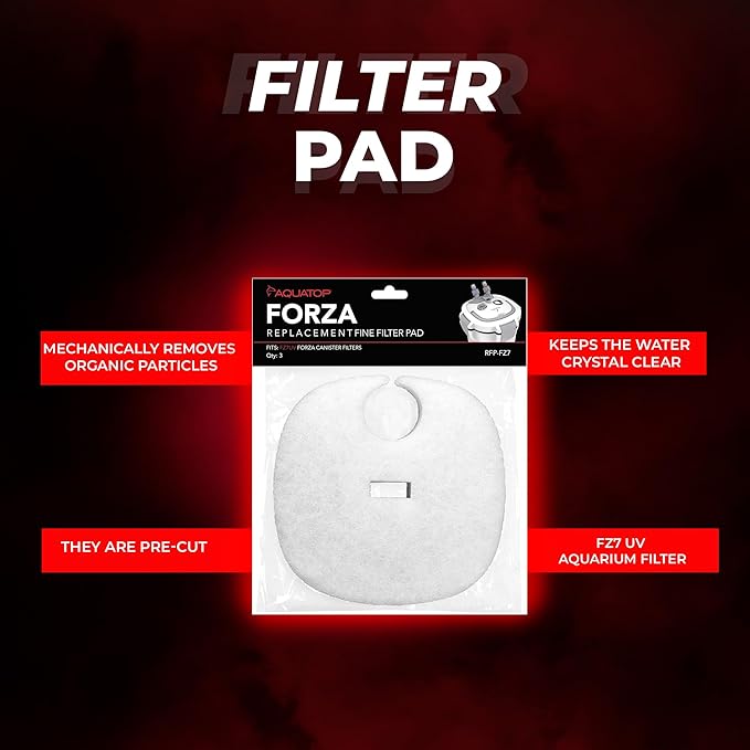 Aquatop Replacement White Filter Pads, 3 Pack – Fits Aquatop’s Forza FZ7 UV Canister Filters, Aquarium Filter Refills, Keeps Water Crystal Clear, Fish Filter Cartridge for Dirt & Debris