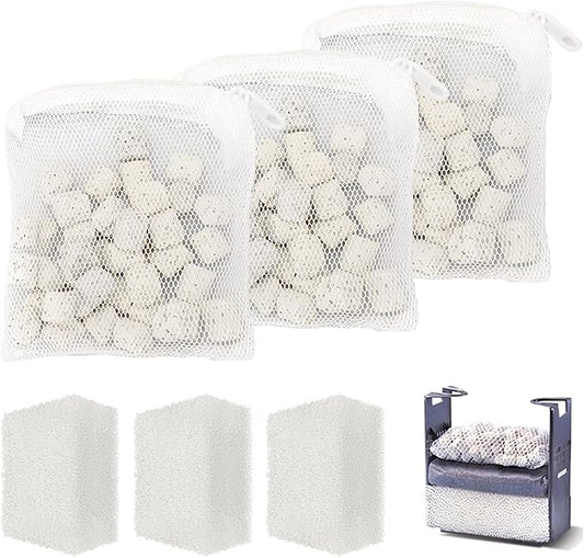 1.5 oz Biomax Filter Media Renewal Kit for Fluval EDGE Aquariums, A1389 Bio Max Ceramic Rings & Foam Blocks Filter Media-Provides Stage Three Biological Filtration for Fish Tank Water Clarity - 3 Pack