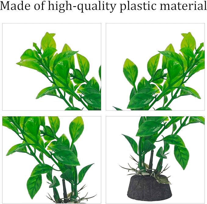 6PCS 4 Inches Tall Green Seaweed Grass Artificial Aquarium Plants, Plastic Fish Tank Decorations for Freshwater and Saltwater Tanks