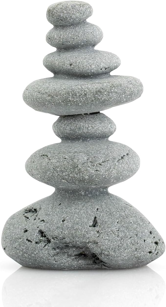 Aquarium Decor,7-Stone Mini Stacked Zen Rock Stone Decor – Balanced Stones Cairn Statue for Garden, Fish Tank, and Micro Landscape (3.7" H)