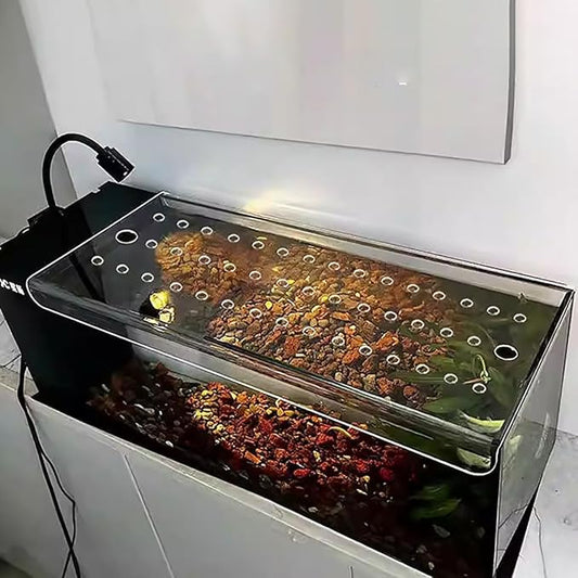 Fish Tank Safety Cover, Pet Proof Aquarium Lid, Fish Tank Hood Replacement Cover with Feeding Hole