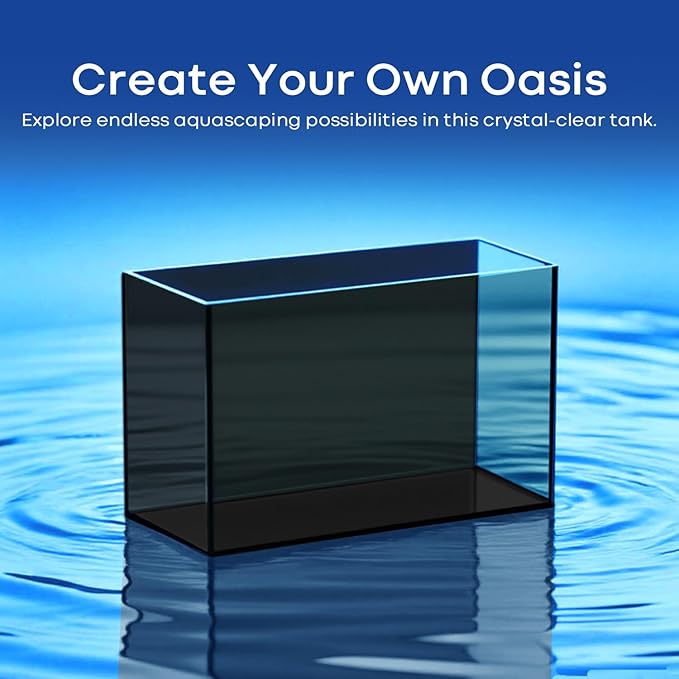 6 Gallon Glass Fish Tank 5 Gallon, Small Aquarium Fish Bowl Cube for Betta Goldfish Snails Shrimp Aquatic Planting, Easy to Maintain Ultra Clear Rimless Design Low Iron