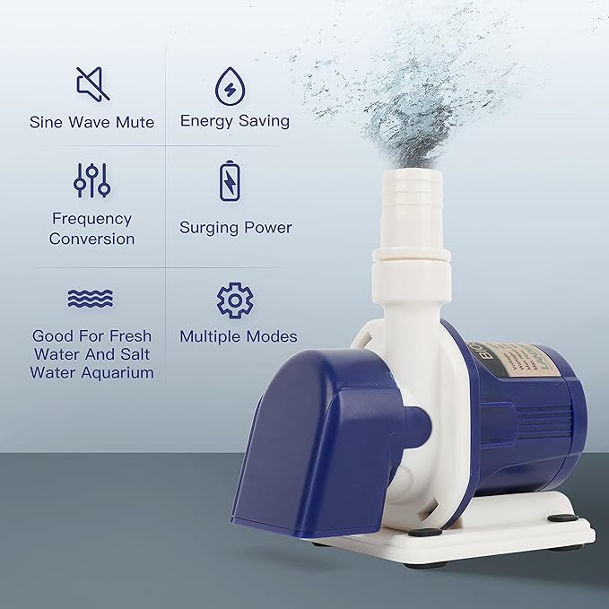 LANDEN BIOSMO 700 DC Sine Wave Water Pump Return Pump 700L/H(185GPH) High Performance Aquarium Cleaning Ultra Quiet Operation 2-9W 3 Modes Control Ideal for 15-37 Gallon Fish Tanks, Ponds, Fountains