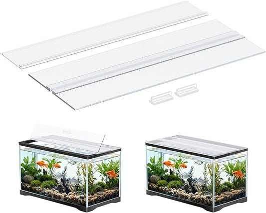Pawfly 10 Gallon Fish Tank Lid, 19.3" x 9.65" x 0.14", Clear Polycarbonate Canopy for Aquariums Without Center Brace, 10 Gallon Aquarium Lid Aquarium Hood, Long Tank Lid, Plastic Fish Tank Cover