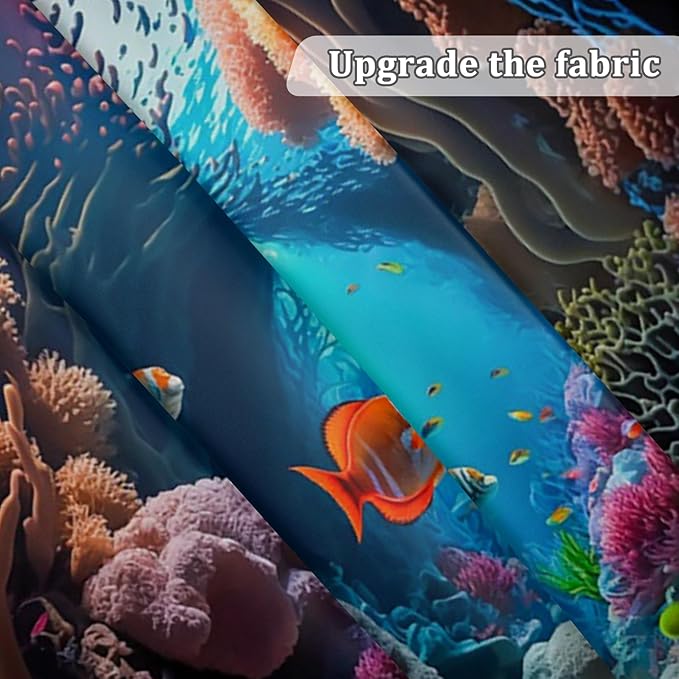 Renaiss 12x8ft Aquarium Backdrop Fabric Blue Underwater World Coral Reef Tropical Fish Photo Background Kids Adults Game Events Ocean Theme Birthday Party Decorations Portrait Photo Booth Prop