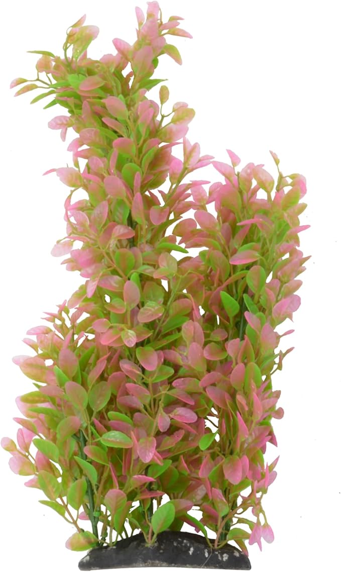 CNZ Aquarium Plastic Plant Decoration w Ceramic Base Medium 14.5-inch, Green Beauty