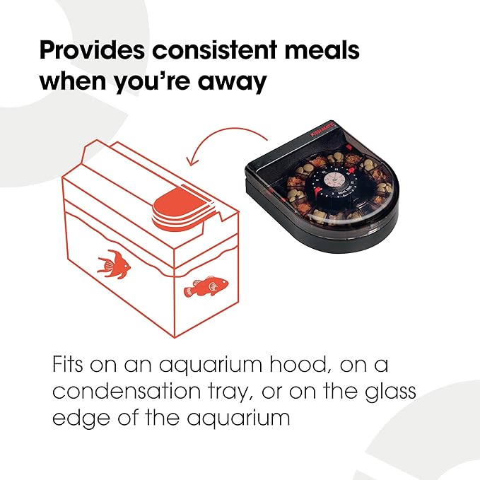 Fish Mate F14 Automatic Aquarium Fish Feeder – 14 Meal Timer Controlled Auto Feeder for Daily or Vacation Use, Adjustable Portions, Includes Mounting Clamps, For Flakes & Pellets