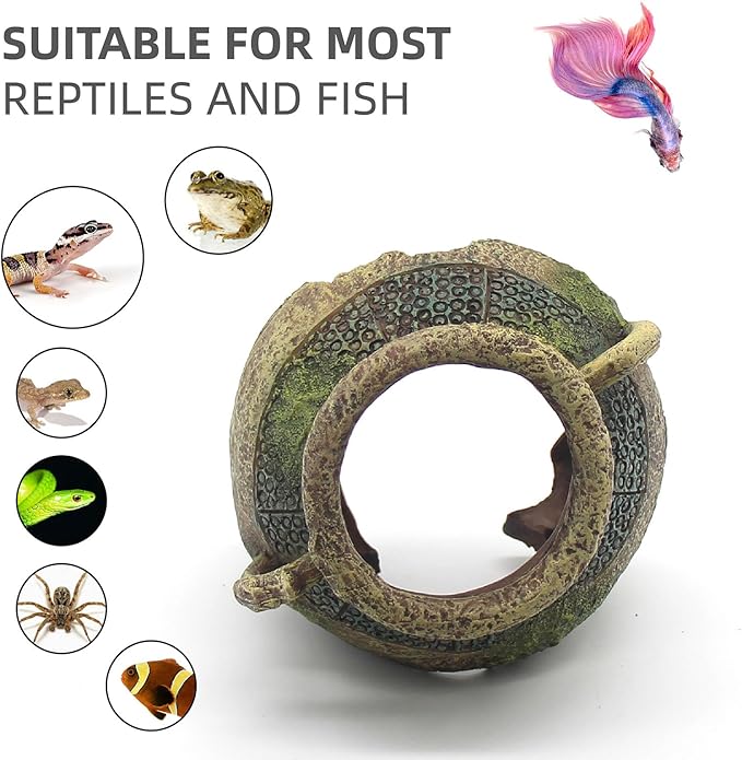 relaqcc Aquarium Decor Ruins Leaning Vase Hideaway Cave, Betta Fish Tank Accessories for Goldfish, Shrimp, Conch, Cichlid