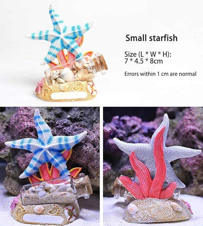 OMEM Aquarium Ornament Wishing Bottle Coral Rockery Aquarium Accessories Aquarium Landscaping Decoration (Starfish)