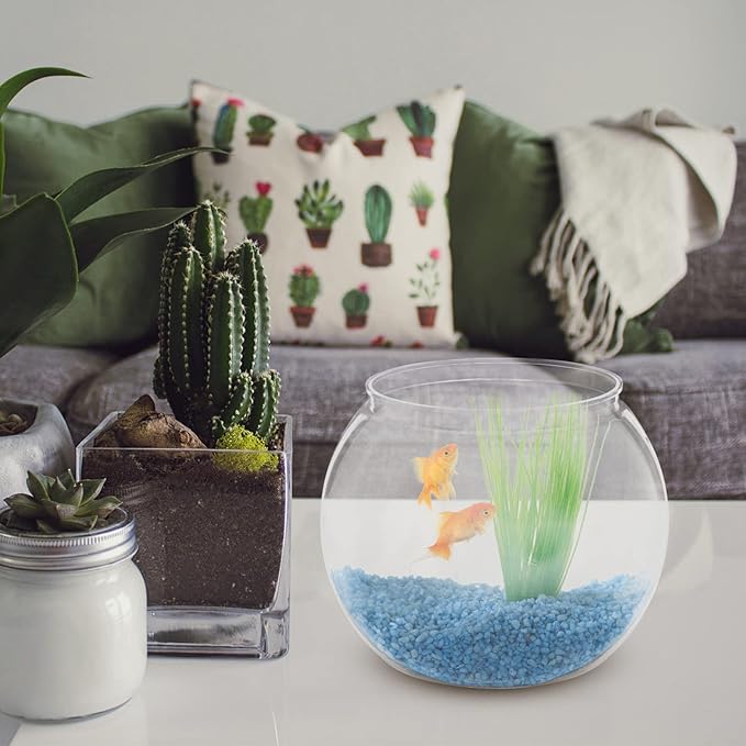 Ipetboom Glass Vase Desk Fish Tank, 1 Pc Round Fish Bowl Clear Small Fish Tank Desktop Fish Bowl Transparent Small Aquarium