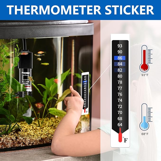FREESEA Aquarium Fish Tank Heater: 25W/50W/100W/300W Small Submersible Aquarium Heater with Preset Temperature for 1-5 Gallon Betta Turtle Freshwater Saltwater Tank
