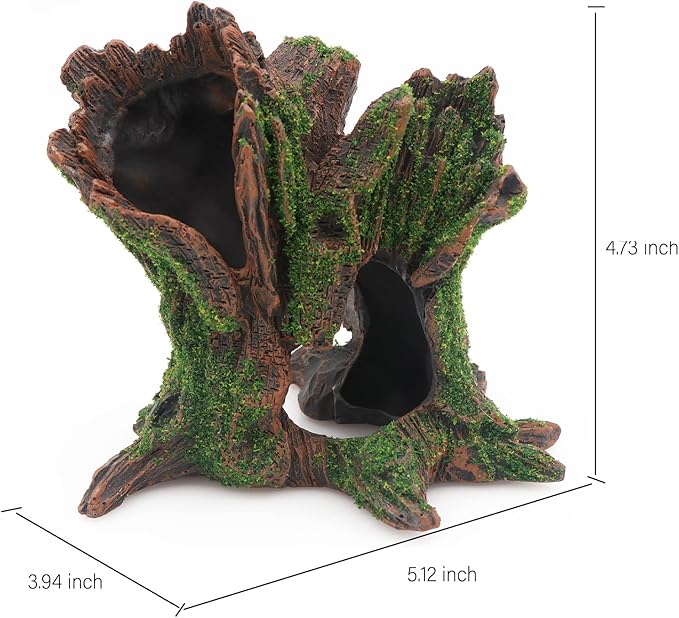 AQUA KT Aquarium Landscape Tree Stump Trunk Hollow Betta Cichlid Cave Rocks for Fish Hiding Tank Decoration Decorations