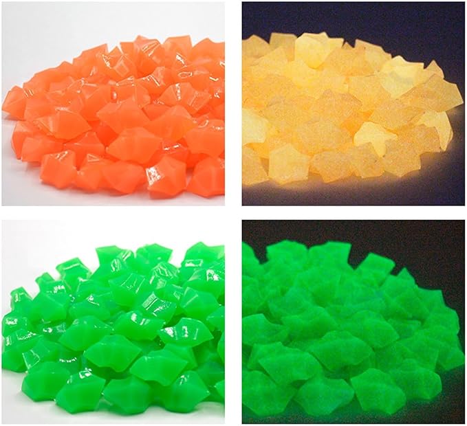 300pcs Luminous Stones 14mm Fish Tanks Artificial Stone Aquarium Decoration For Indoor Outdoor Garden Yard Decor Luminous Stones For Garden, Yellow
