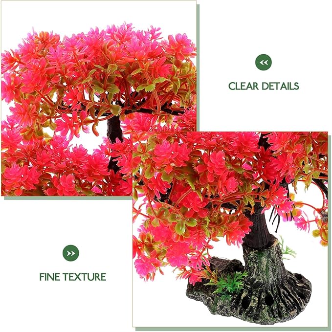 Aquarium Decor Artificial Aquatic Plant Tree with Rock Base Simulation Fish Tank Landscaping Ornament for Home and Desktop Decoration 2.15X2.15X10.14 Inches