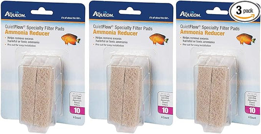 (3 Pack) Aqueon Quiet Flow 10 Ammonia Reducing Specialty Filter Pad (4 ct. Per Pack)