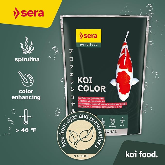 Sera Koi Professional Color 4.86 lb (2,200 g) | Colour Enhancing | Easily digestible koi Fish Food for Ponds | Premium Floating pellets with Omega acids | Fish Food for Ponds