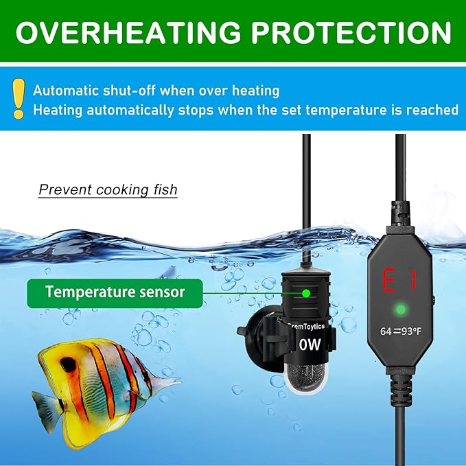 Small Aquarium Heater, USB 10W Adjustable Mini Fish Tank Heater with External Temperature Controller, Overheating Protection, Used for 0.5-1 Gallon Tank (Quartz)