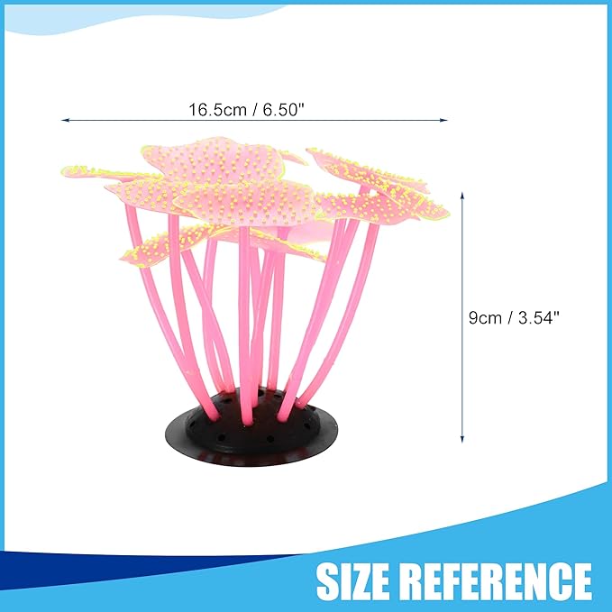 Soft Silicone Glowing Mushroom Coral, Fluorescence Aquatic Artificial Coral for Aquarium (Pink)