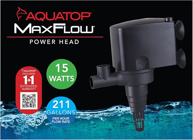 Aquatop MaxFlow 211 GPH Submersible Aquarium Power Head – High-Performance Water Pump – Quiet & Efficient – Ideal for Freshwater & Saltwater Aquariums