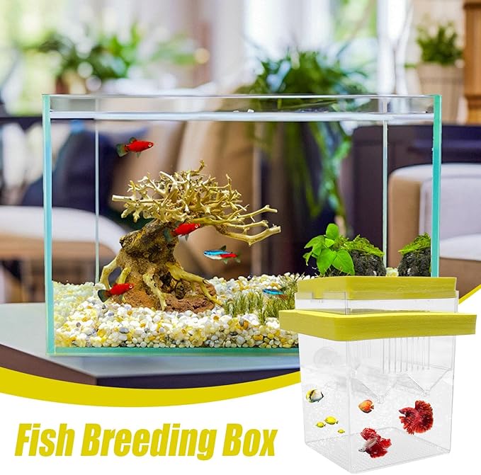 Aquarium Breeder Box – Fish Breeding Tank Box, Floating Fish Isolation Box With Suction Cups, Fish Egg Hatching Box For guppiess & Betta, Small Fish Breeder Tank, Fish Hatchery Box For Aquariums
