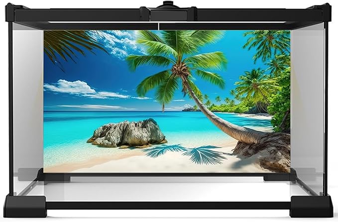 Ocean Beach Aquarium Background Tropical Beach Seascape Coconut Trees Terrarium Backgrounds Sunny Seabeach Coastal Landscape Fish Tank Background Blue Ocean Sandbeach Reptile Tank Backgrounds 60x24in