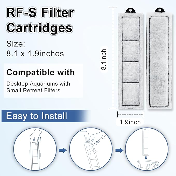 driamor 6 Pack RF-S Filter Cartridges Compatible with Retreat RF-S Filter, Aquarium Filter Cartridges Refill for Desktop Aquariums with Small Retreat Filters