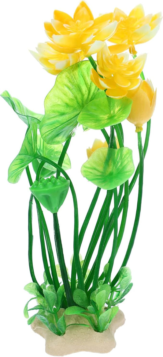 VOCOSTE 1pcs Fish Tank Aquarium Decorations Plants, Mini Aquarium Decorations PE Ceramics Plants for Aquarium Decorations, Yellow 8.27"