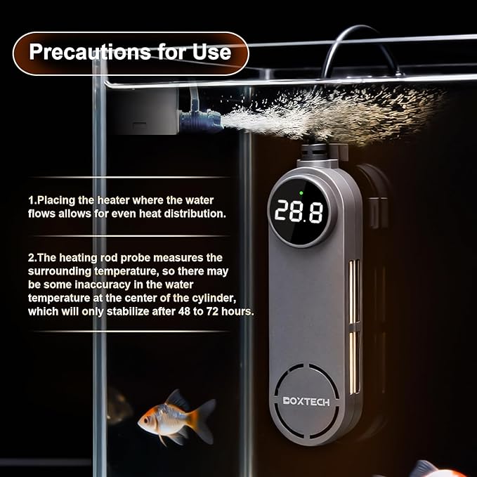 boxtech Betta Fish Tank Heater - Small Aquarium Heater 75w for Turtle Tank with Led Digital Display, External Temperature Controller for 8 to 17 Gallon Tanks