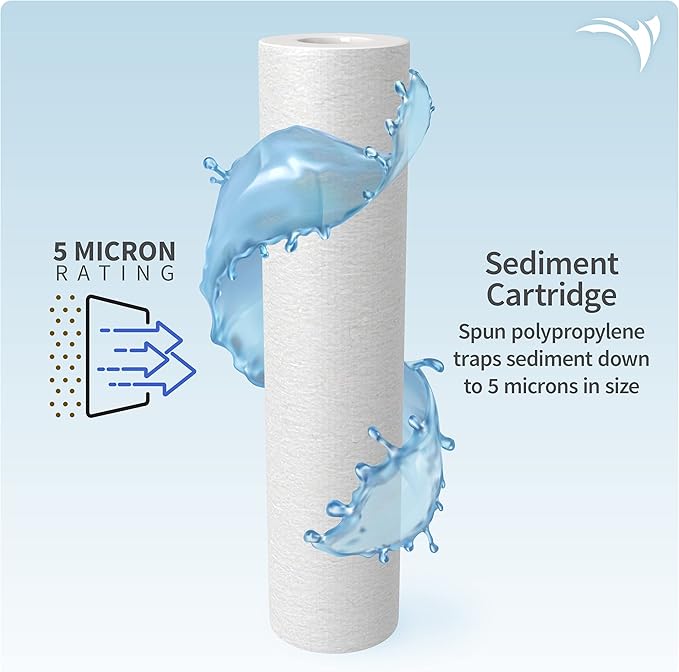 AQUATICLIFE 10-Inch Sediment Pre-Filter, Aquarium RODI Reverse Osmosis Deionization Water Filter Replacement Cartridge, 5-Micron.