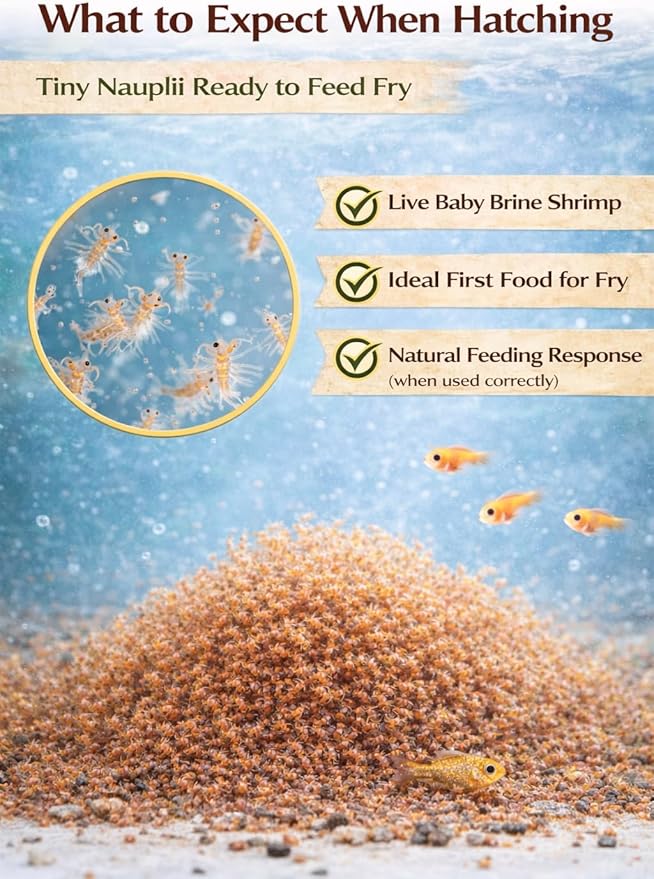 Premium Brine Shrimp Eggs – High Hatch Rate Artemia Cysts for Fish Fry, Reef & Aquarium Fish – Clean, Reliable Live Fish Food (0.7oz)