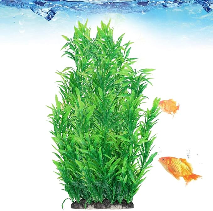 Fish Tank Decorations Plastic Plants, 2Pcs Aquarium Artificial Aquatic Plants, Realistic Underwater Aquarium Plants, Large Water Grass Decoration Ornament Safe for All Fish - 15 inch