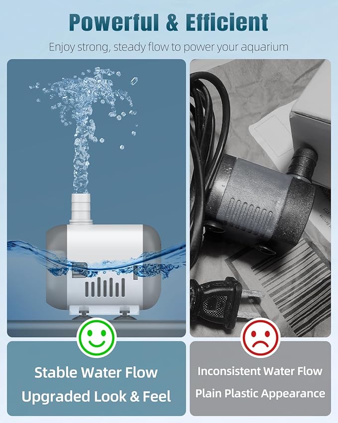 Pawfly Small Fountain Pump, 240 GPH Submersible Water Pump for Fountain, 12 W Mini Water Pump with 3.9 ft. High Lift, Quiet Water Fountain Pump for Aquarium Fish Tank & Waterfall