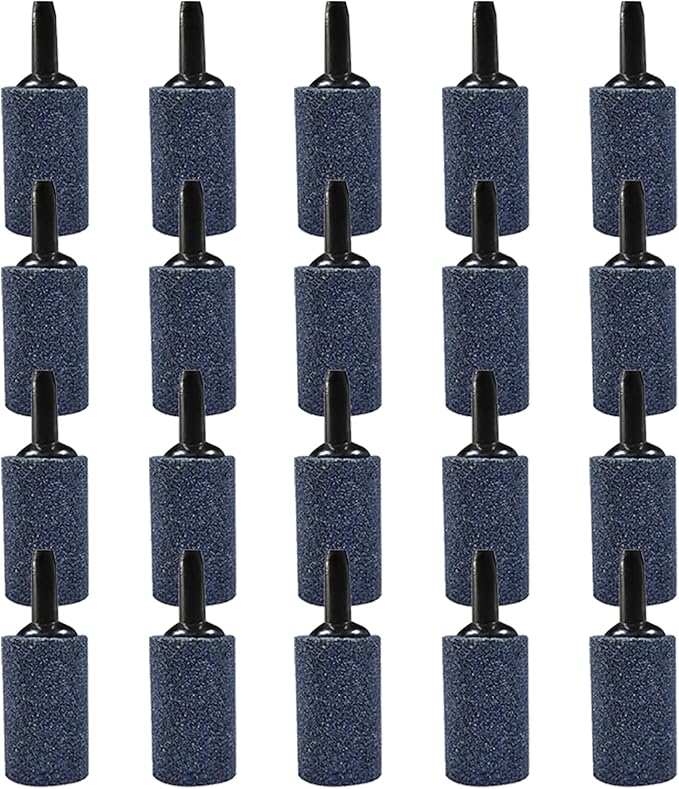 Aquarium Air Stones 1 inch, 20 Pack Fish Tank Bubble Stone, Aerator Bubble Diffuser, Nano Air Pump Accessories, Cylinder
