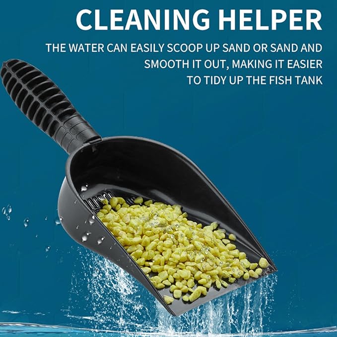 Gravels Sand Shovel for Fishtanks Gravels Scooper Aquariums Tool Ergonomic Gravels Strainer with Fishing Net 2PCS