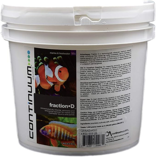 Continuum Aquatics Continuum Fraction D - Water Conditioner that Makes Tap Water Immediately Safe for Freshwater and Marine Aquarium Use, 4000 Grams