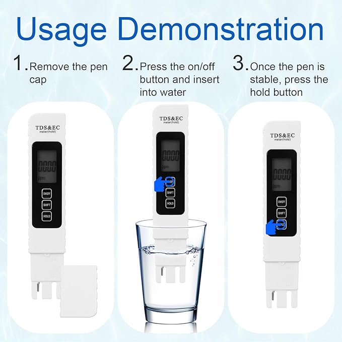 4-in-1 Digital Water Quality Tester, 2025 New Aquarium Fish Tank TDS & EC Meter Test Strips Pond Testing Device for Drinking Water Home Office Restaurant, Fast & Accurate