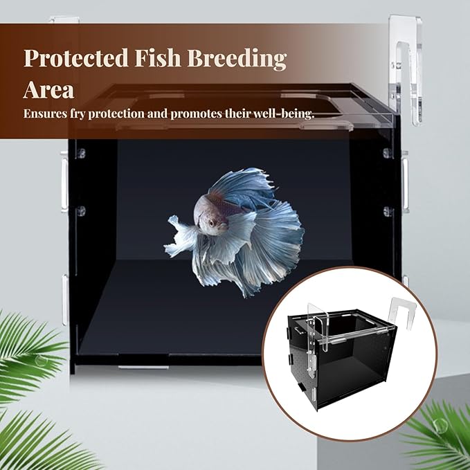 Fish Breeder Box Isolation Box Transparent Separator Easy Installation Hatchery Incubator for Baby Fish Betta Guppy, 15x15x15cm
