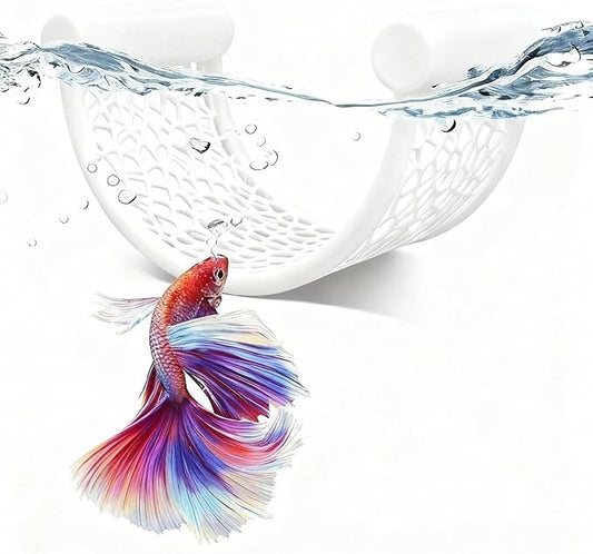 White Betta Fish Hammock – Minimalist Floating Rest Platform for Shrimp, Nano Fish, and Bettas – Clean Aquarium Perch Ledge, Aquascape Decor for Low Flow Tanks, Floating Bed for Small Fish