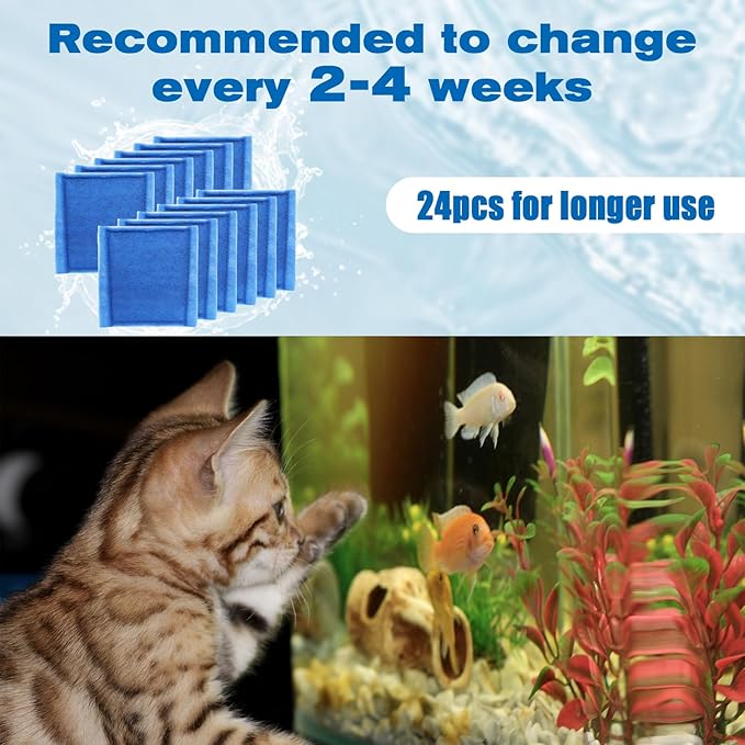 Hedday 24 Pack Aquarium Filter Cartridges for Aqua-Tech 30-60/20-40 Gallon Fish Tank Power Filter Replacement EZ-Change #3