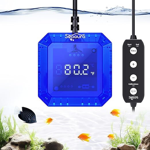 Aquarium Thermometer Submersible, Digital Fish Tank Thermometers with USB for GlassTank, Aquariums Temperature Gauge ±1℉ Accurate, Suitable for Fish, Turtle, Saltwater or Freshwater, 6.56ft Power Cord