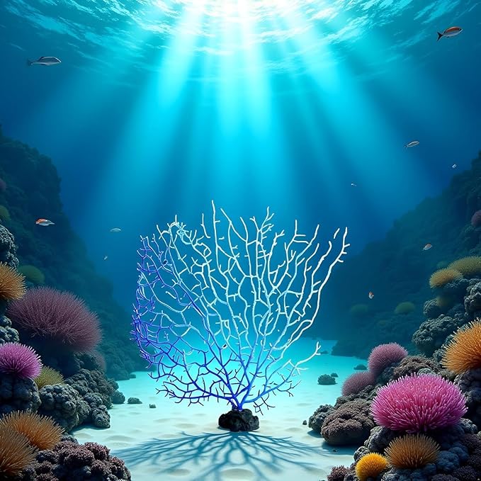 2 Pcs Blue Artificial Coral Branch Faux Aquariums Ornament Fish Tanks Landscape Sea Fan Decorations Artificial Coral Branch Aquarium Décor